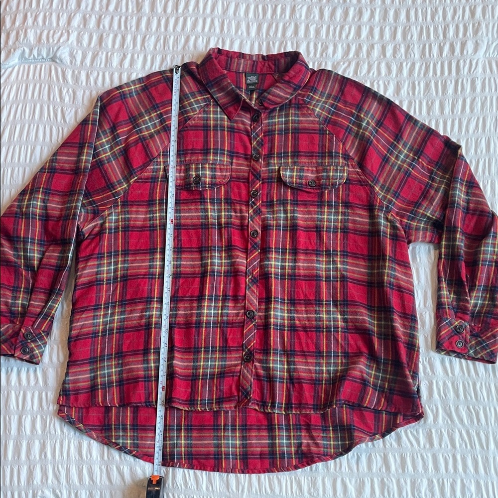 🌟 Wild Fable Red Plaid Button Down Shirt With Pockets